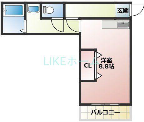 エスコートビル(ワンルーム/2階)の間取り写真