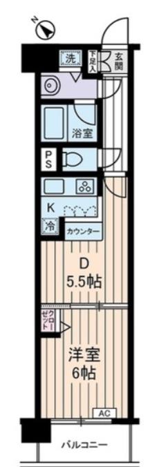 コスモ小石川(1DK/2階)の間取り写真