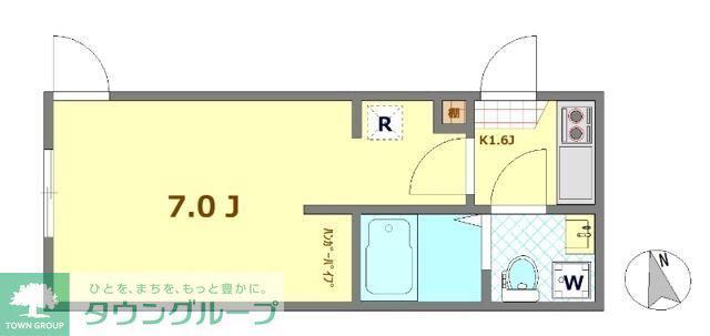 ソラ西国立(1K/2階)の間取り写真