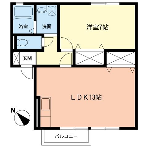 セジュール相模が丘I(1LDK/2階)の間取り写真