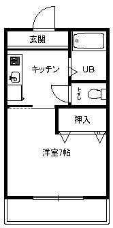 メルベーユ(1K/2階)の間取り写真