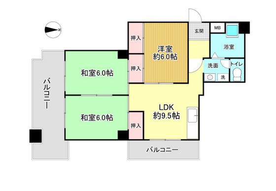 第2吉岡ビル(3LDK/6階)の間取り写真