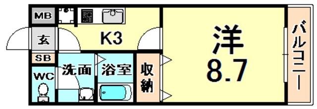 BLANC(1K/2階)の間取り写真