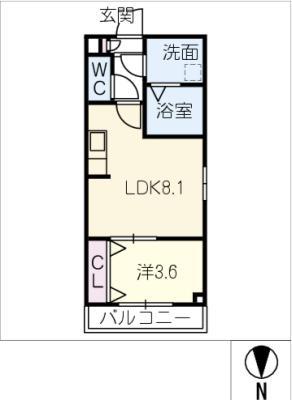 ジーメゾン名港ベイリス(1LDK/3階)の間取り写真