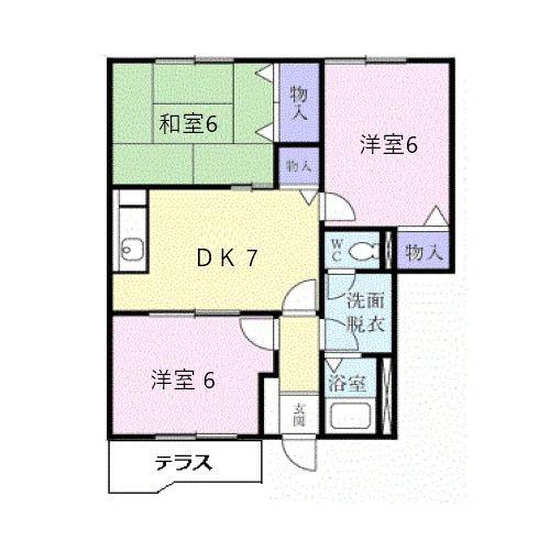 シャト-・リッツ(3DK/1階)の間取り写真