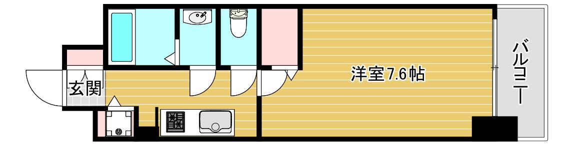ミラージュパレス難波クルヴァ(1K/2階)の間取り写真