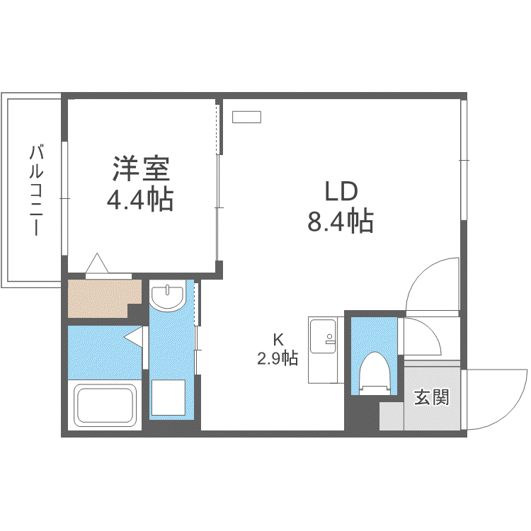 ライトベル北20条(1LDK/1階)の間取り写真
