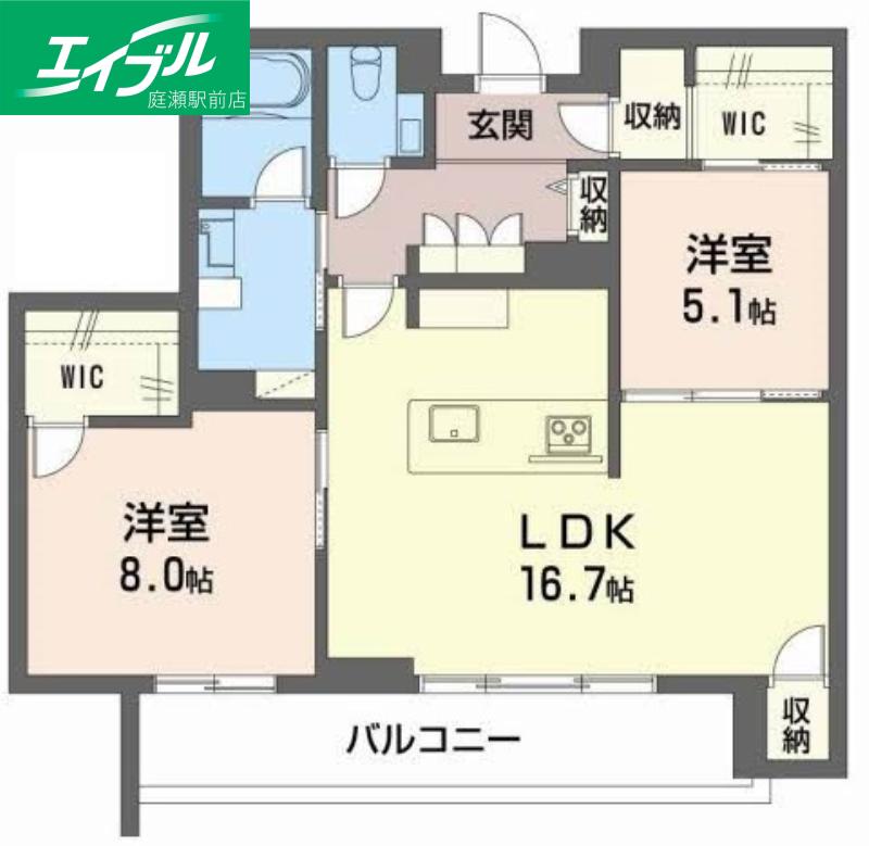 カーサ・カリダ(2LDK/3階)の間取り写真