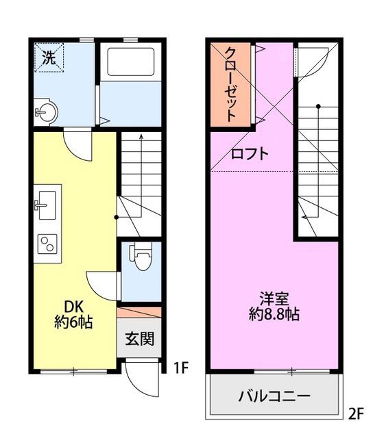 サンフラウア(1DK/2階)の間取り写真