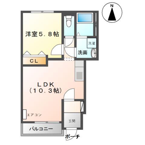 サザンライト(1LDK/1階)の間取り写真