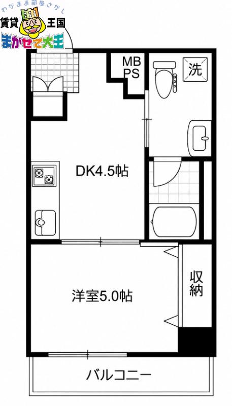 フューチャー若葉(1DK/4階)の間取り写真