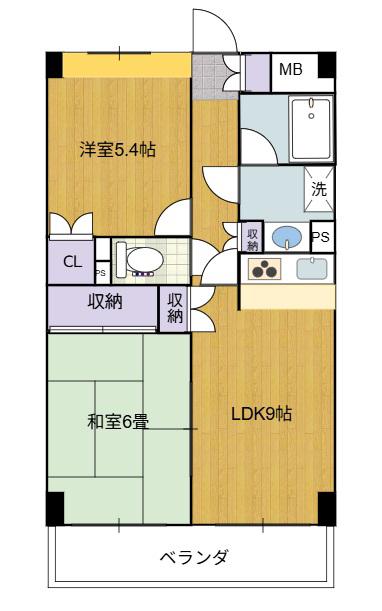 フレール仙台泉中央(2LDK/3階)の間取り写真