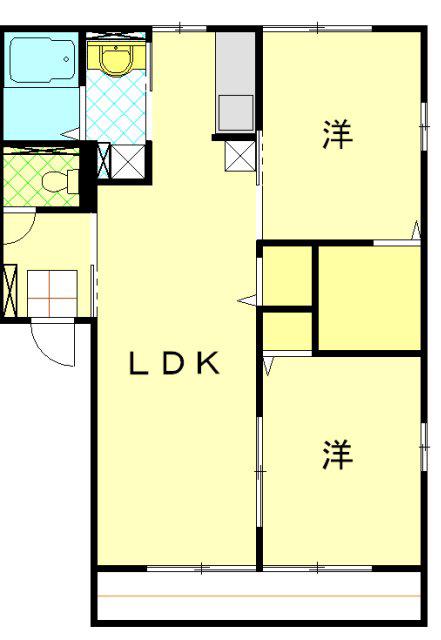 エヴァーグリーン(2LDK/2階)の間取り写真