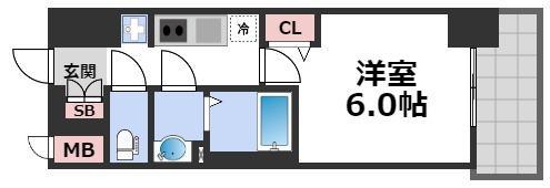 グランカリテ大阪城イースト(1K/12階)の間取り写真