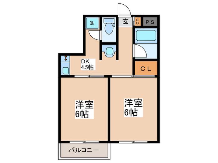 ベルヴ荻窪(2DK/4階)の間取り写真