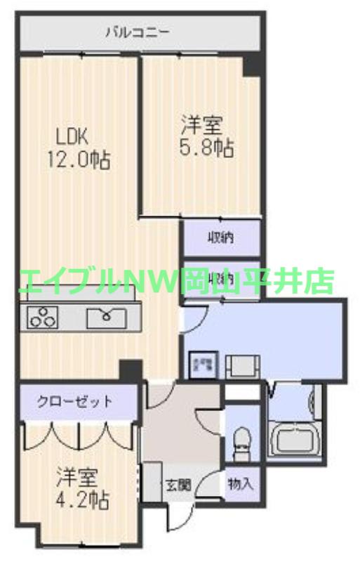 エクセレント旭川(2LDK/6階)の間取り写真