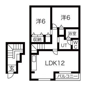 ヴィラ霞(2LDK/2階)の間取り写真