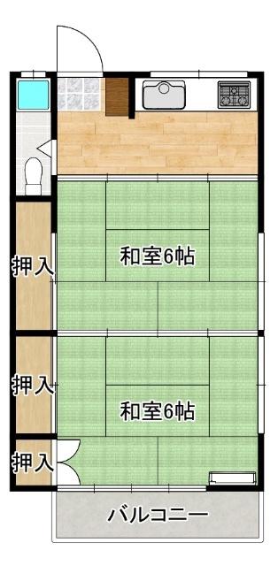 サンハイツ(2K/2階)の間取り写真