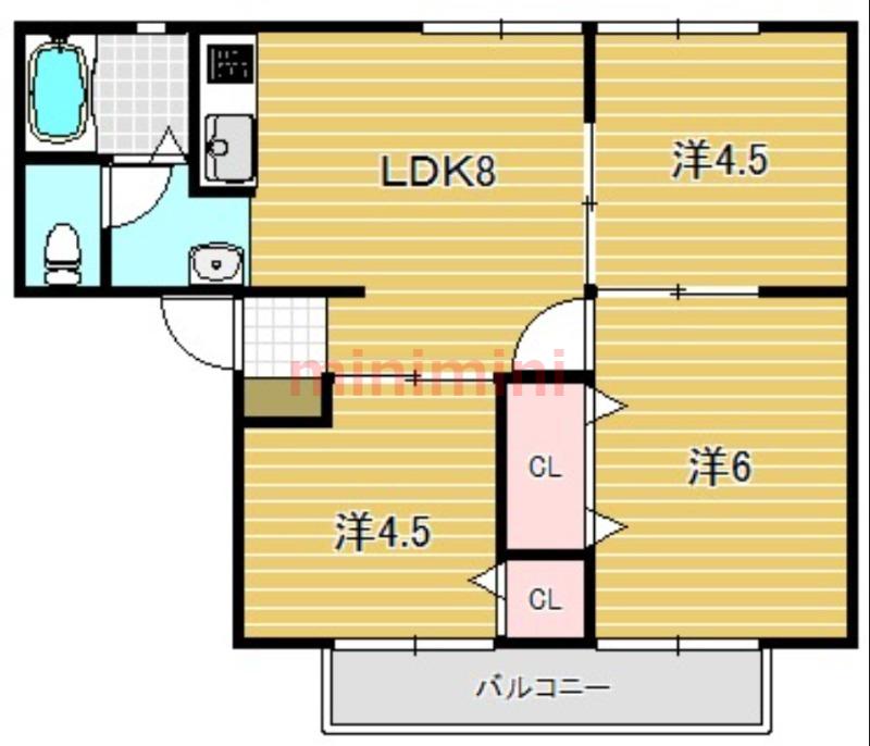 サンモリックA棟(3LDK/1階)の間取り写真