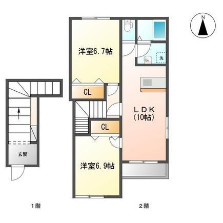 ウイング コート(2LDK/2階)の間取り写真