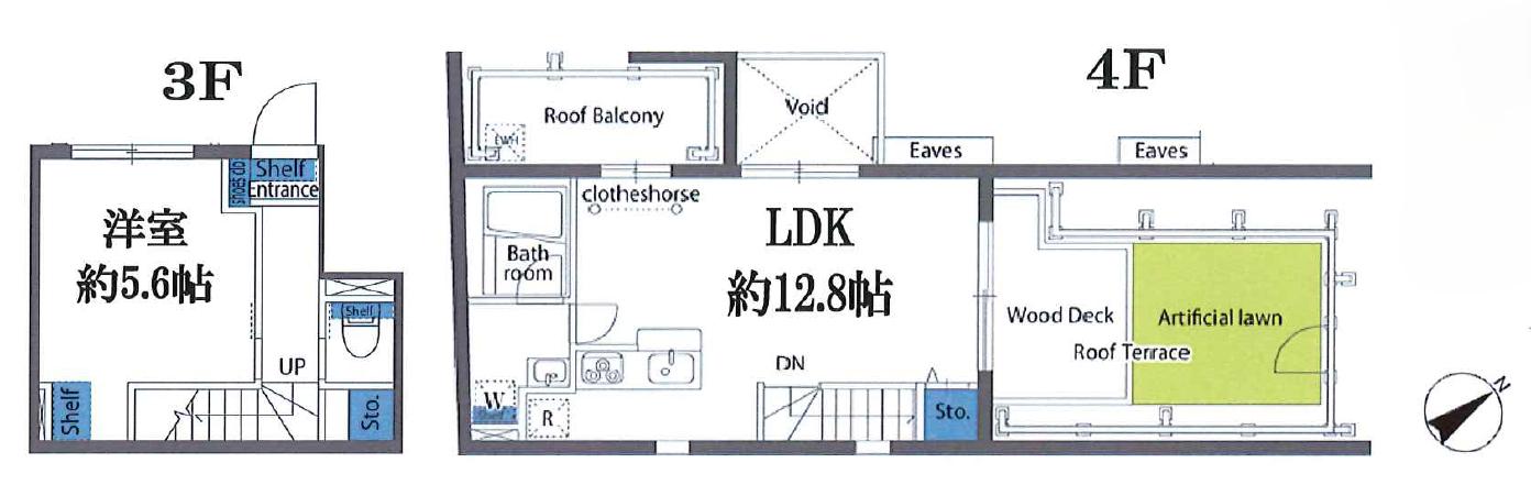 ヴァンテジオ世田谷(1LDK/4階)の間取り写真