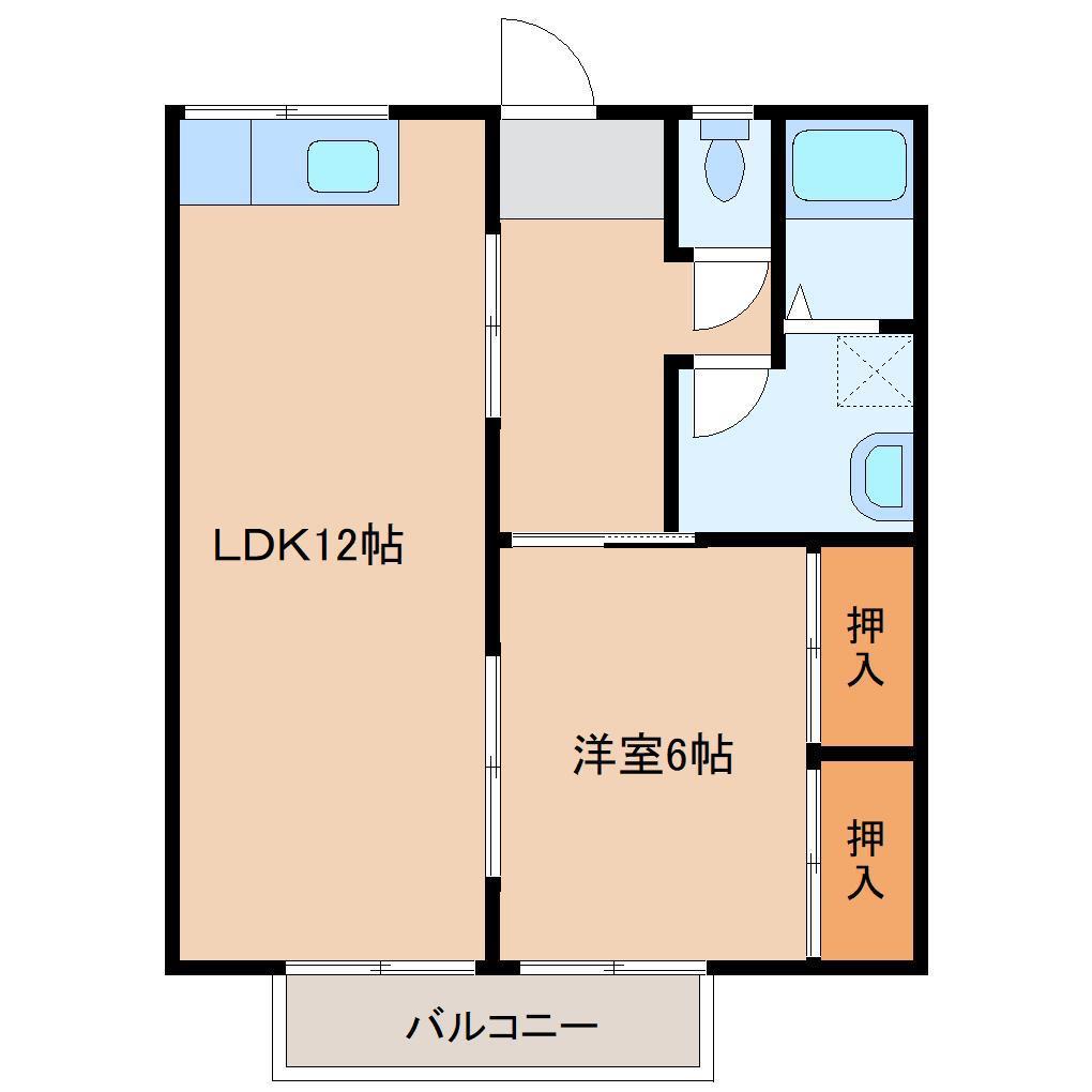 Sコーポ沖代(1LDK/2階)の間取り写真