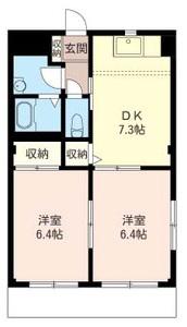 リヴェールII(2DK/1階)の間取り写真