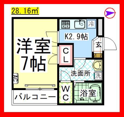 AF キューブメゾン(1K/1階)の間取り写真