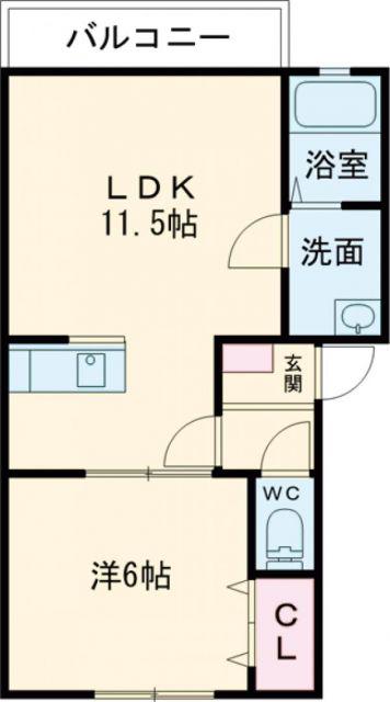 シンシア ジュード(1LDK/2階)の間取り写真