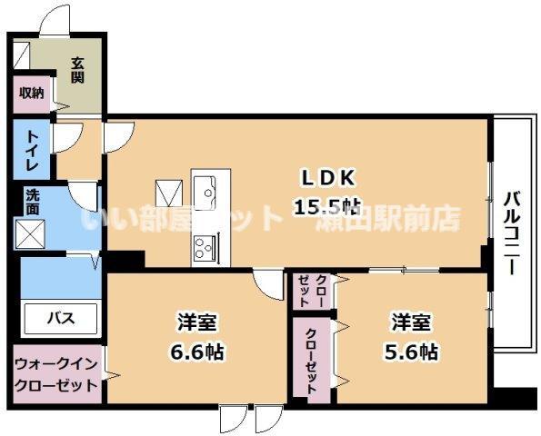 MAISON DE MARINE(2LDK/1階)の間取り写真