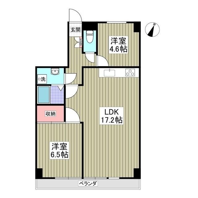 リブレス坂戸関間(2LDK/6階)の間取り写真