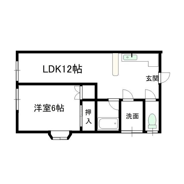 スカイハイツ(1LDK/2階)の間取り写真
