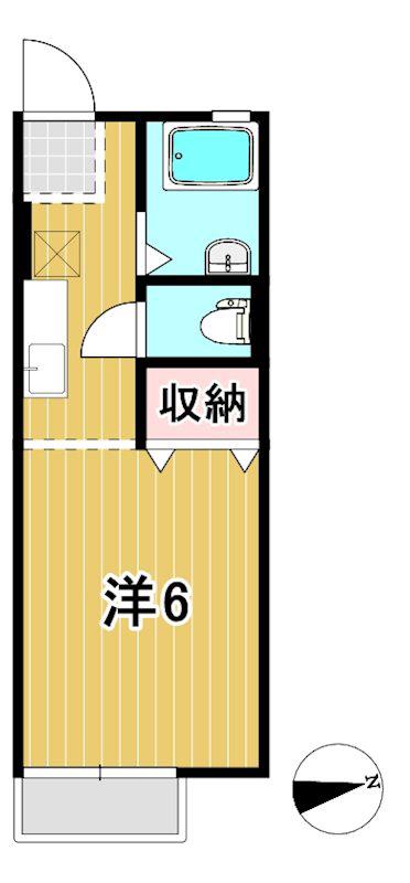 鴨志田ハイツ(1K/2階)の間取り写真