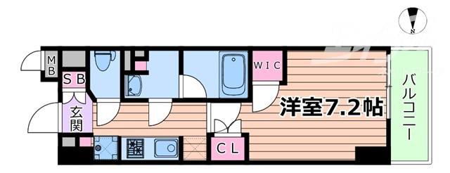 THE MUTUAL江坂(1K/9階)の間取り写真
