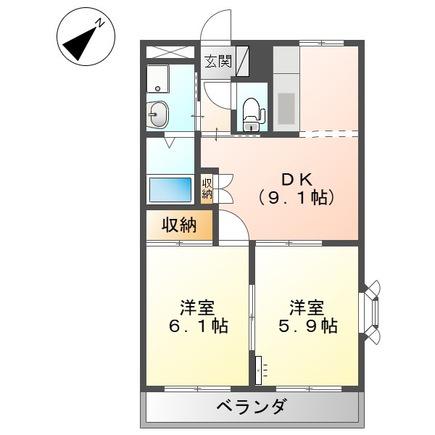 プロニティT&S(2DK/2階)の間取り写真