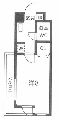 KENZOハイツ(1K/3階)の間取り写真