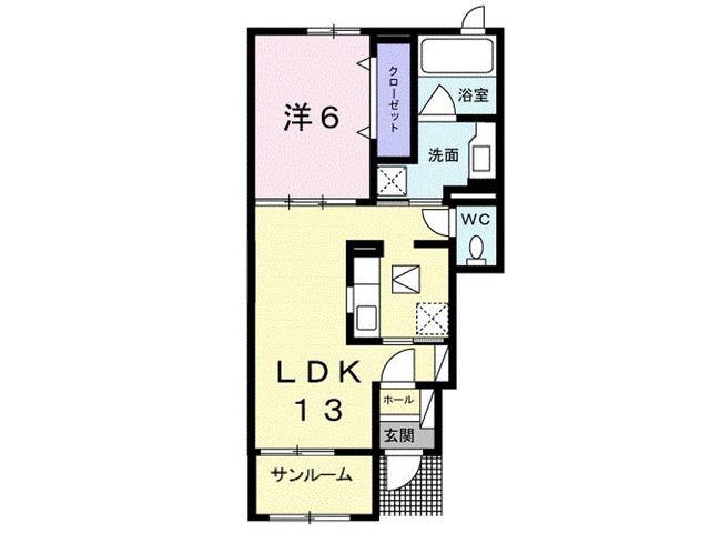 アネサキ 2(1LDK/1階)の間取り写真