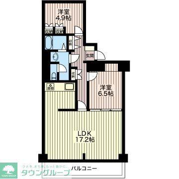 グランドメゾン南麻布(2LDK/8階)の間取り写真
