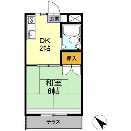 レイクグリーン三好 A棟(1K/1階)の間取り写真