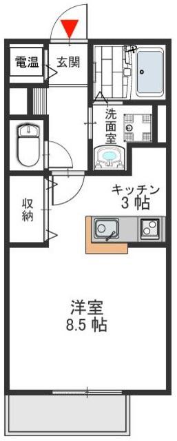 ボナールハイツ(1K/1階)の間取り写真
