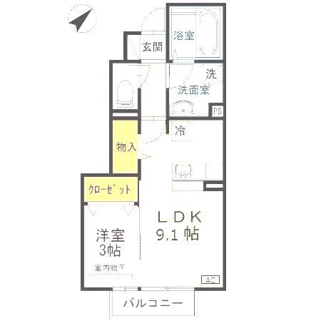 メゾンプランタニエール キャトル(1LDK/1階)の間取り写真