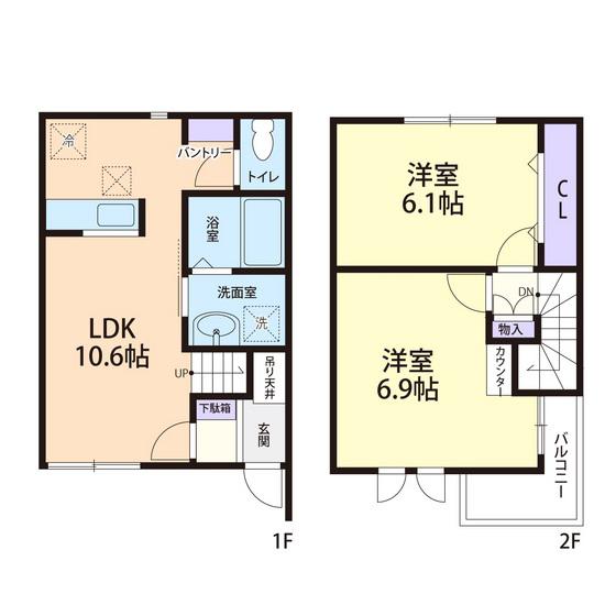 HILLSIDE VILLAGE B(2LDK/1階)の間取り写真