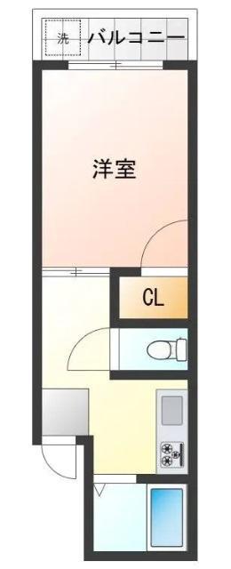プロスパーヤマシタII(1K/4階)の間取り写真