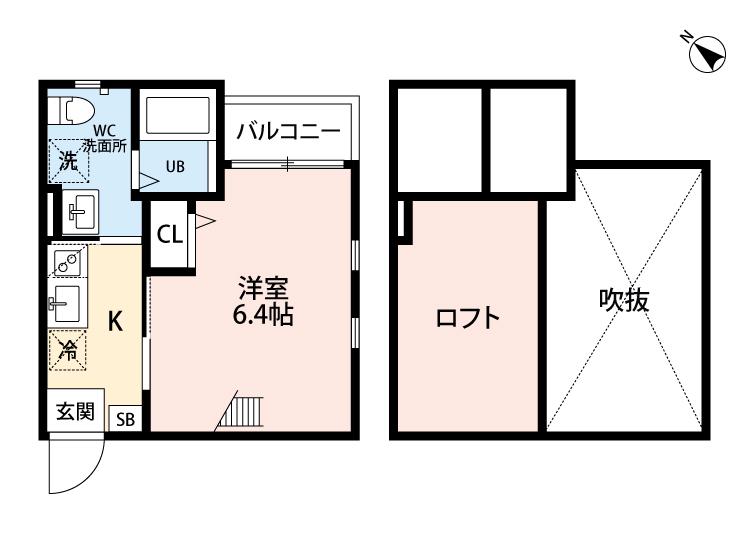 パステルハイツ博多(1K/2階)の間取り写真