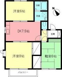 サミットハイムB(2LDK/2階)の間取り写真