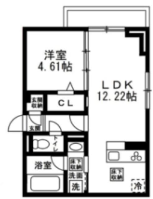 国立市谷保4丁目 A棟(1LDK/1階)の間取り写真