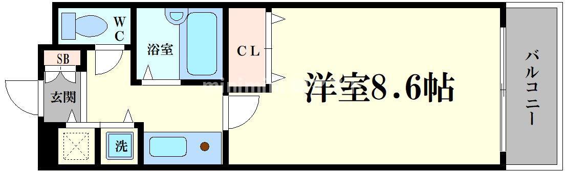 プリメーロ江戸堀(1K/4階)の間取り写真
