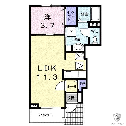 メゾンカサガミA(1LDK/1階)の間取り写真