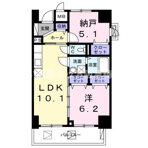 メゾン アルカンシェル(1SLDK/4階)の間取り写真