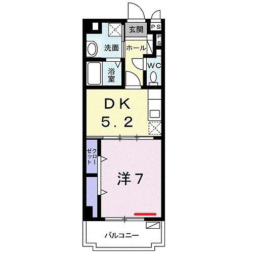 ティーダ・ヒルズ(1DK/3階)の間取り写真